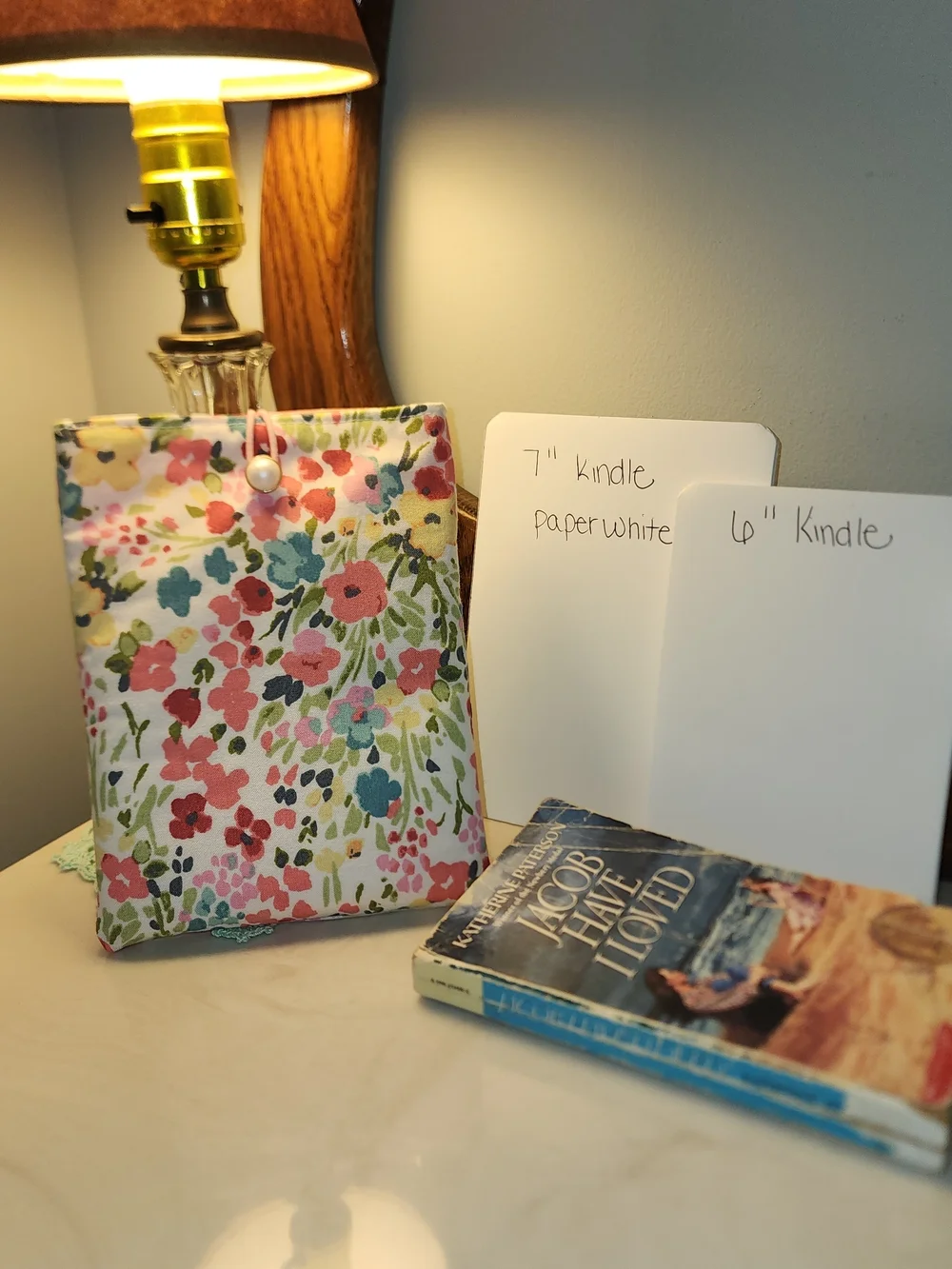 Floral Kindle Sleeve - Pink & Green Fabric E-Reader Pouch